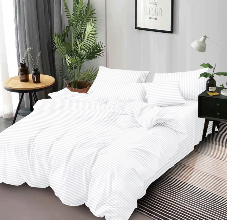 LENJERII DE PAT - Lenjerie de pat Damasc, Pat 2 Persoane, 6 Piese, Alb-DP1