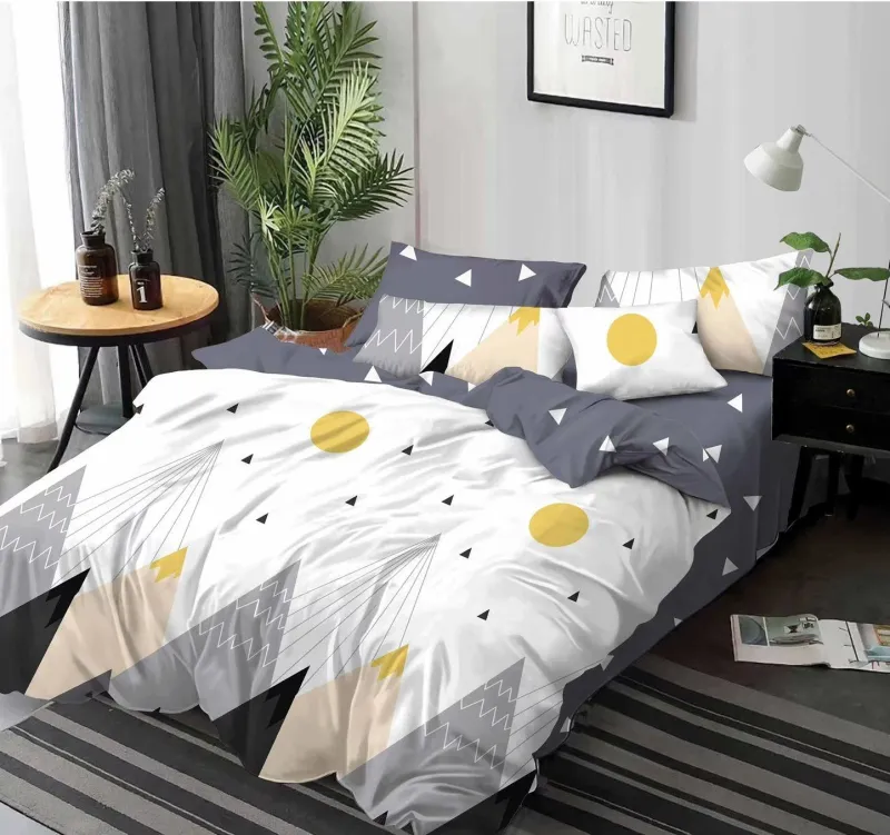 LENJERII DE PAT 1+1 GRATIS - Lenjerie de pat Finet  6 piese,Alb/Gri Munti-KY75