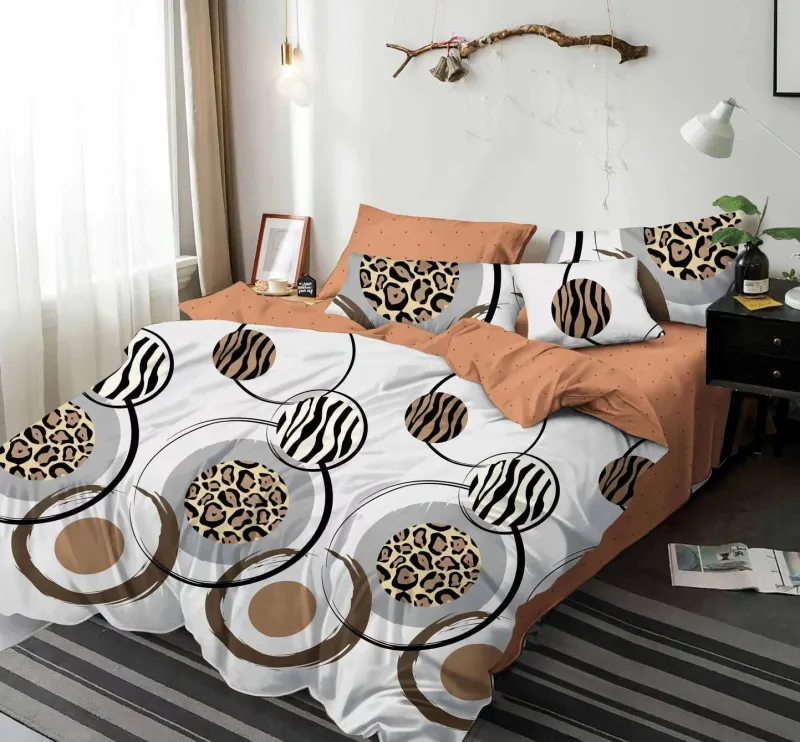 LENJERII DE PAT 1+1 GRATIS - Lenjerie de pat Finet  6 piese,Cercuri Animal print-KY4