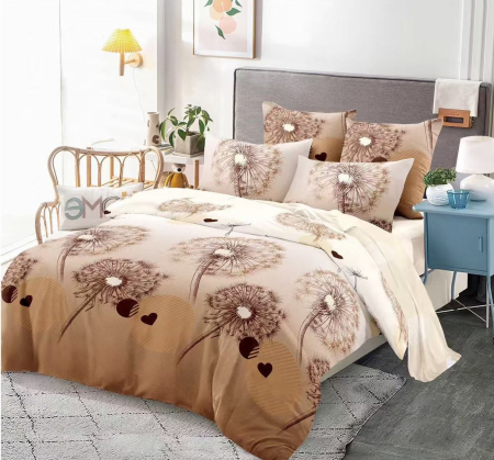 LENJERII DE PAT 1+1 GRATIS - Lenjerie de pat Finet 6 piese,Maro cu Papadii-KY114