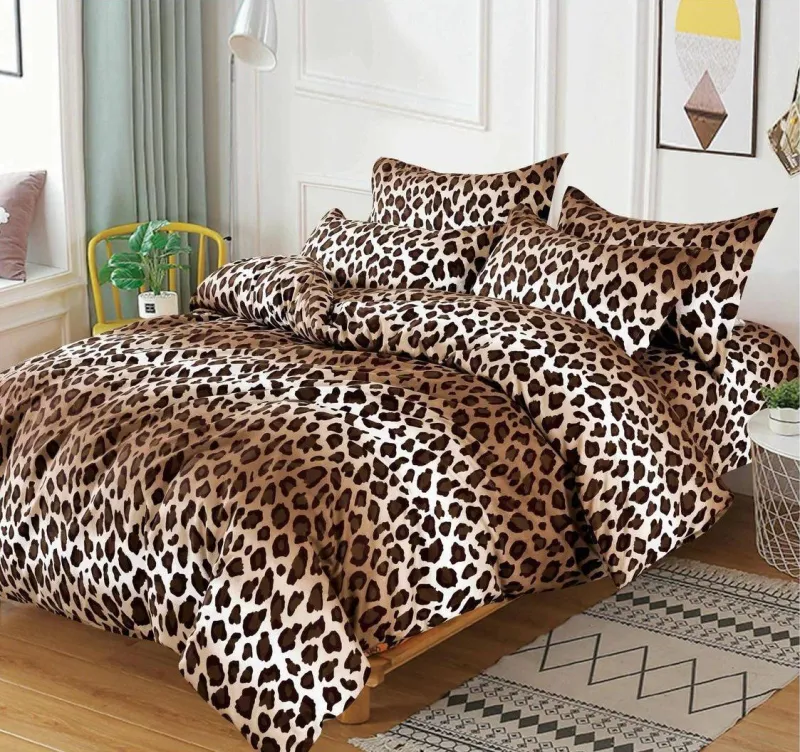 LENJERII DE PAT 1+1 GRATIS - Lenjerie de pat Finet  6 piese,Maro,Anima print-KY62