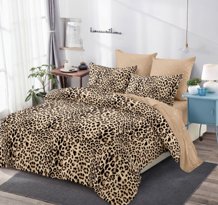 LENJERII DE PAT - Lenjerie de pat Finet 6 piese Primavara,Maro,Leopard-LC183