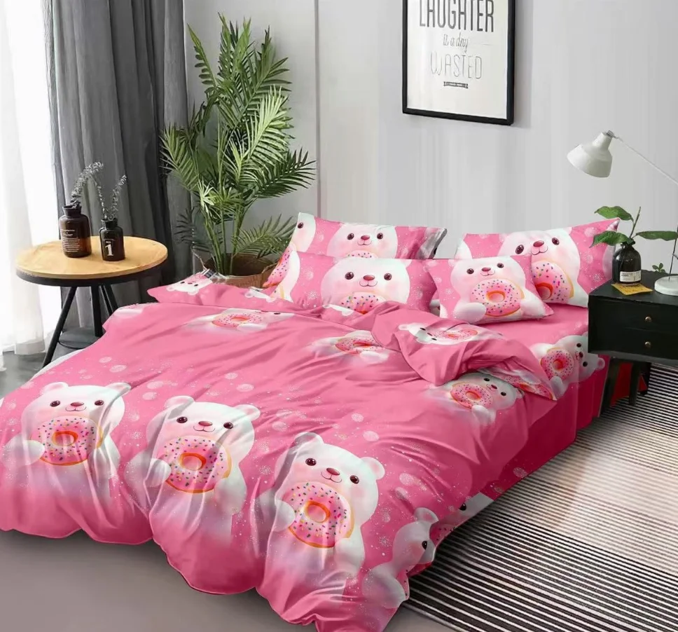 BLACK FRIDAY LENJERII - Lenjerie de pat Finet 6 piese, roz cu ursuleți și gogoși-KY106