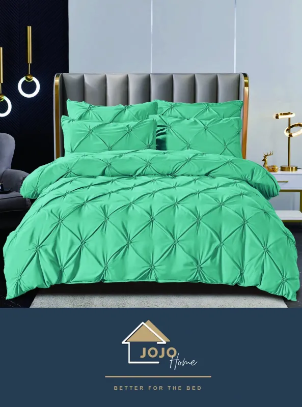 LENJERII DE PAT - Lenjerie de pat JOJO cu pliuri din finet,Verde Mint inchis-UN24