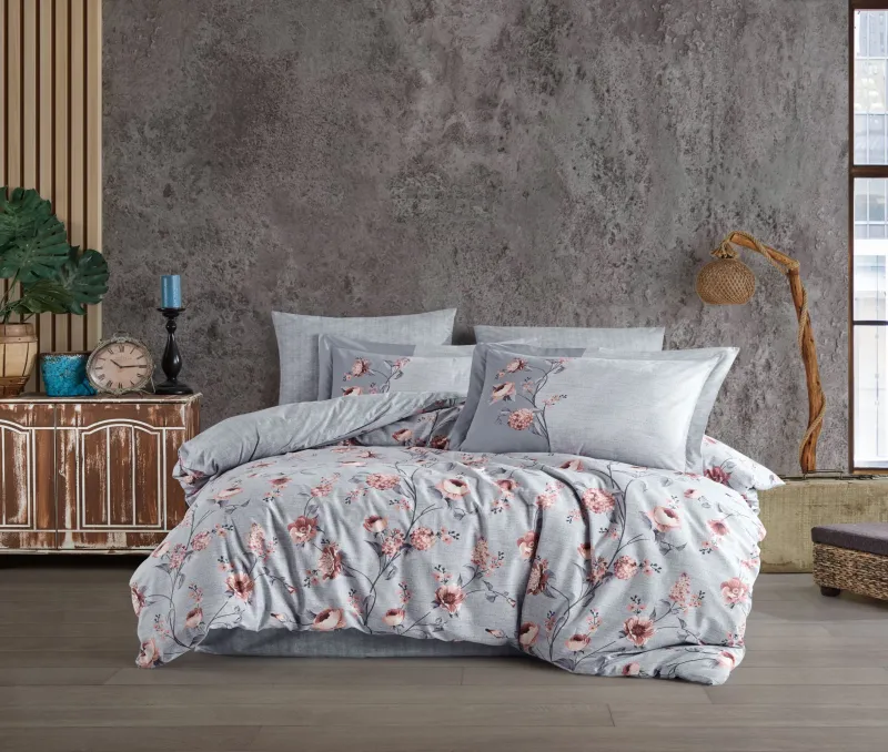 Lenjerii de pat Bumbac Poplin - Lenjerie Pat 2 persoane Hobby Benita – Gri-POP118