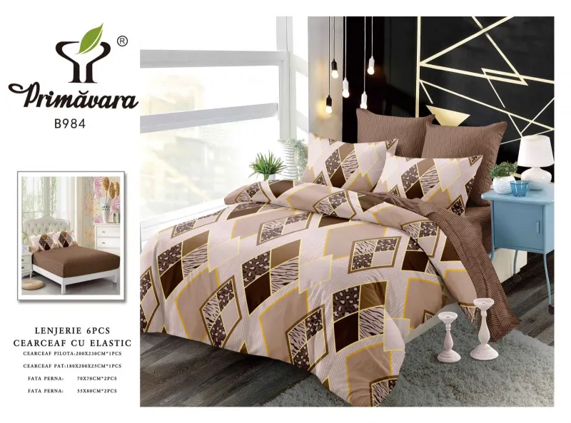 LENJERII CU ELASTIC 1+1 - Lenjerii de pat Finet 6 piese cu Elastic-FEL199