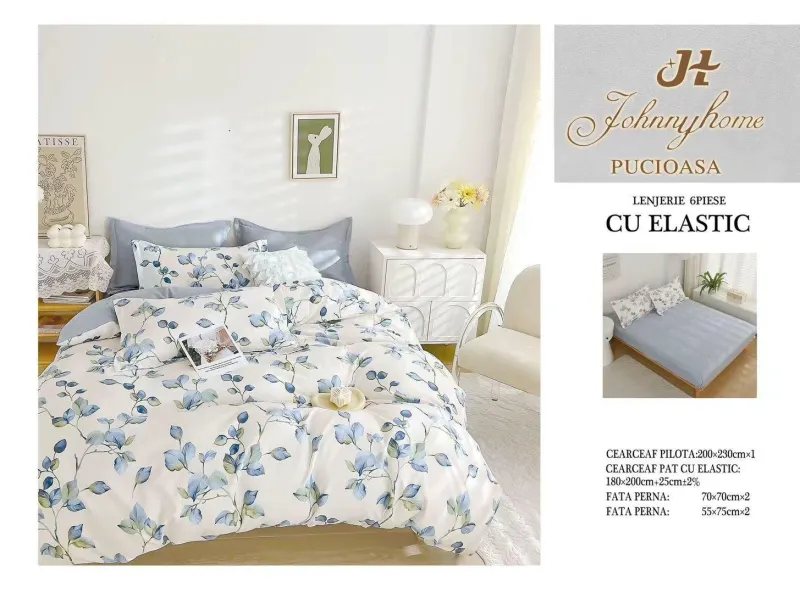 Lenjerii de pat cu Elastic - Lenjerii de pat Finet 6 piese cu Elastic-T267