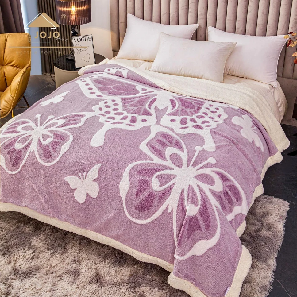 PATURI COCOLINO - Patura Cocolino cu Blanita, 3D, lila cu fluturi albi-LK5