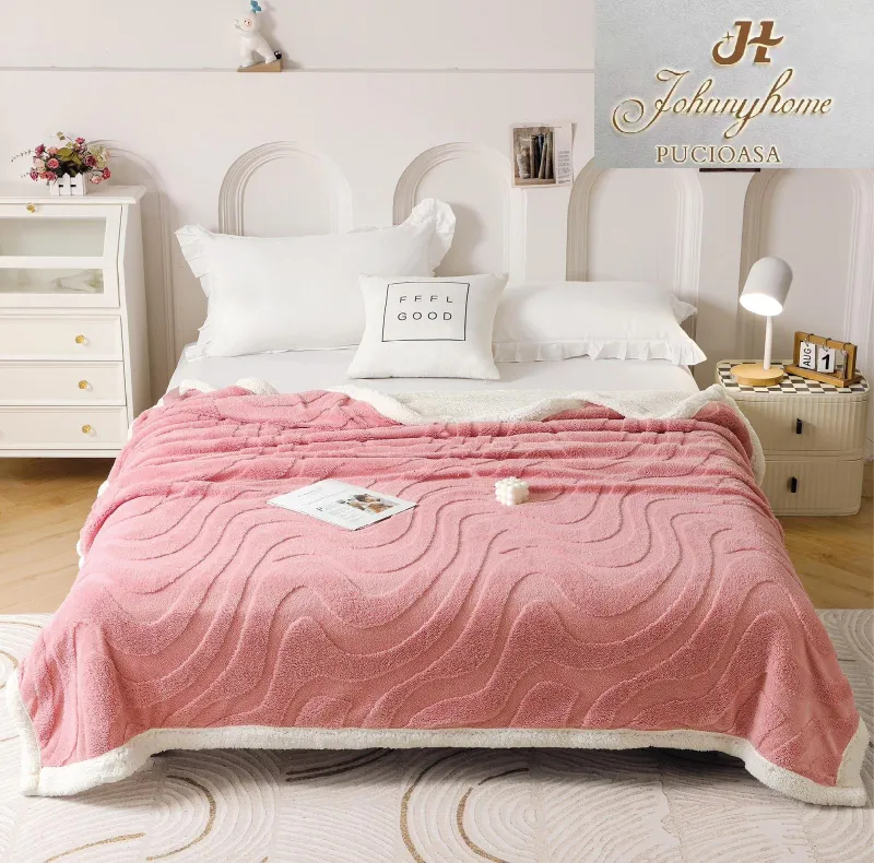Patura Cocolino cu Blanita - Patura Cocolino Dubla cu Blanita, Dungi,Roz-DL1