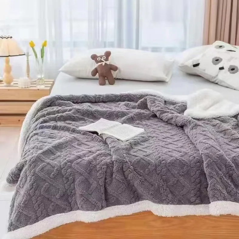PATURI COCOLINO - Patura Groasa Cocolino cu Blanita, gri cu impletitura groasa alba-NR17