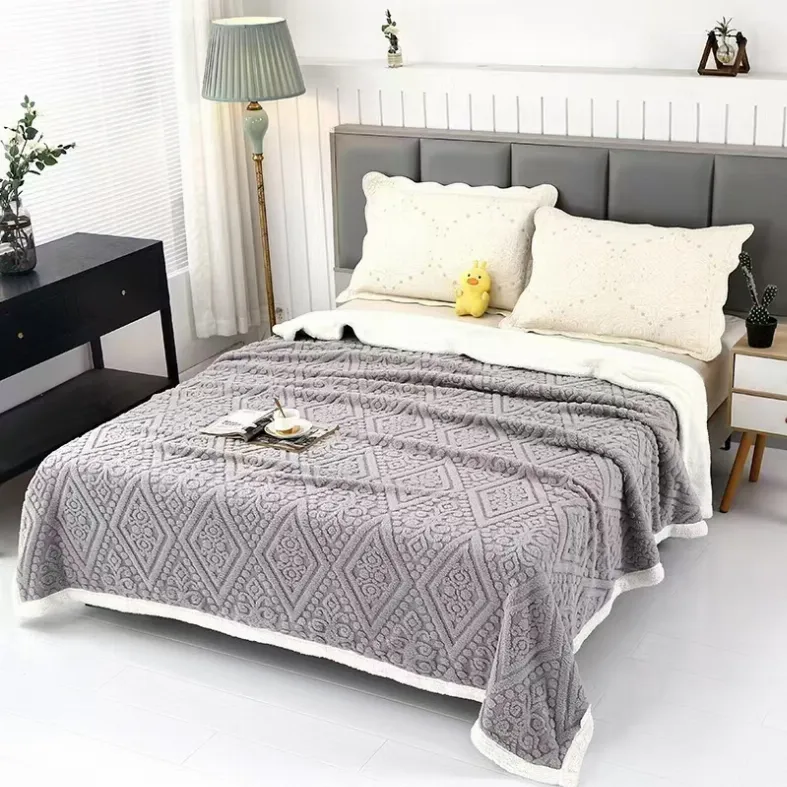 PATURI COCOLINO - Patura Groasa Cocolino cu Blanita, gri cu model geometric-NR12
