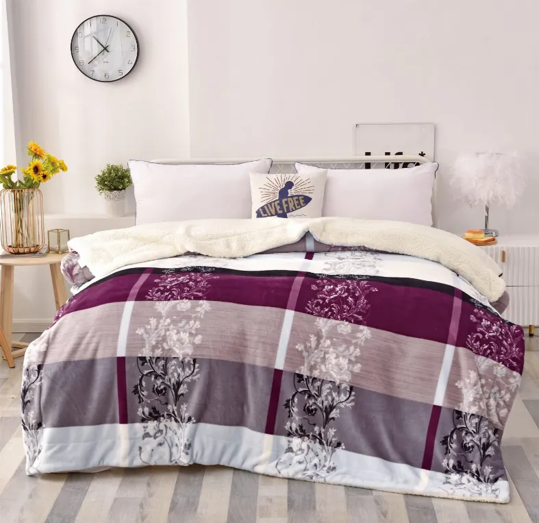 PATURI COCOLINO - Patura Groasa Cocolino cu Blanita, Mov cu model floral alb-NR14