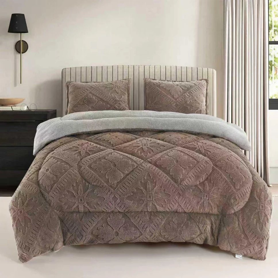 Pilote - Pilota groasa cocolino cu blanita, bej cu imprimeu floral delicat-PCB115