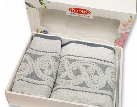 PROSOAPE SI HALATE - Set 2 prosoape de baie, 100% bumbac, Hobby, Sultan Gri-M7