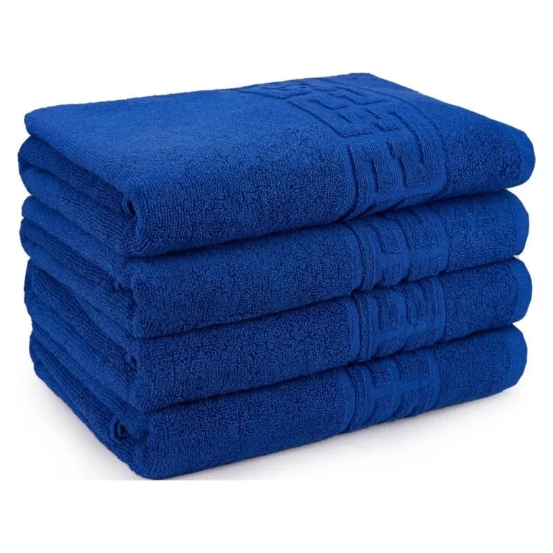 Prosoape - Set 4 Prosoape Model Grecesc,70 x 130 cm, Bumbac 100%, Densitate 500g/m² – Albastru-CT5