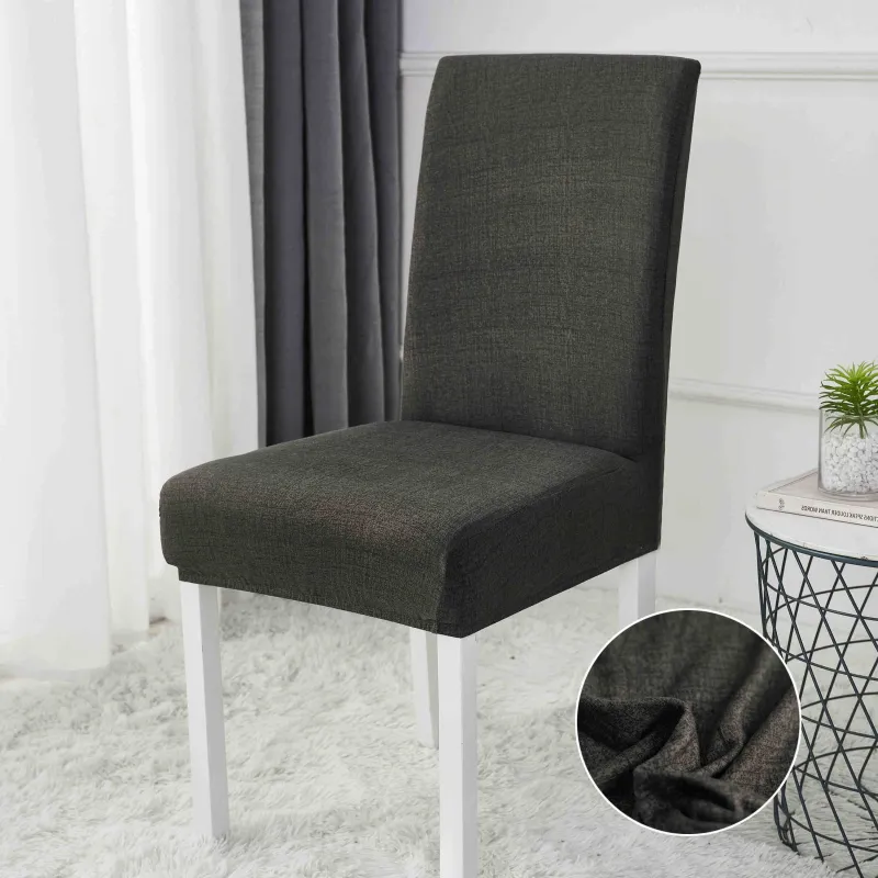 Huse scaune - Set 6 huse Lycra cu elastic pentru scaun Negru-HL6