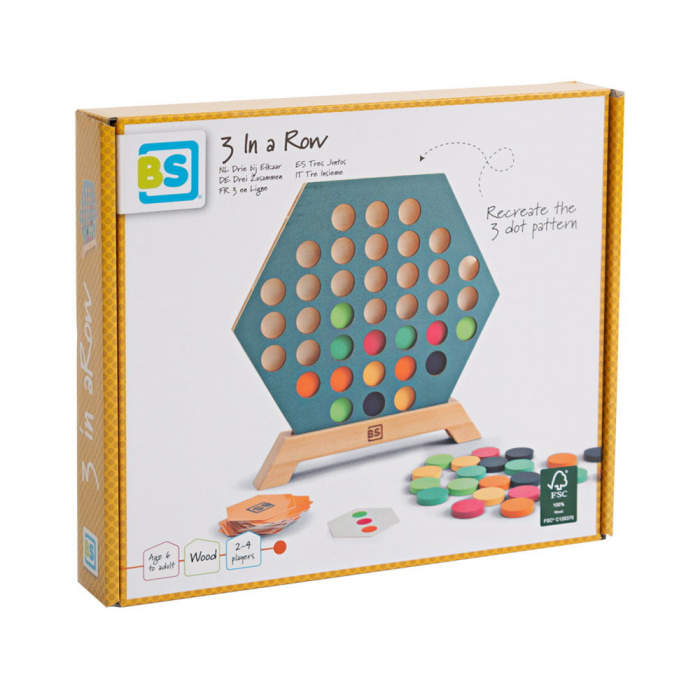 3 pe un rand, joc de strategie din lemn, BS Toys [5]