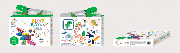 Creioane cerate interconectabile Block Crayons - Dinozaur T-Rex, Haku Yoka [5]
