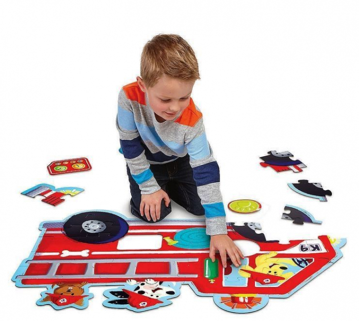 Firetruck pups puzzle - Mașina de pompieri, puzzle mare de podea [2]
