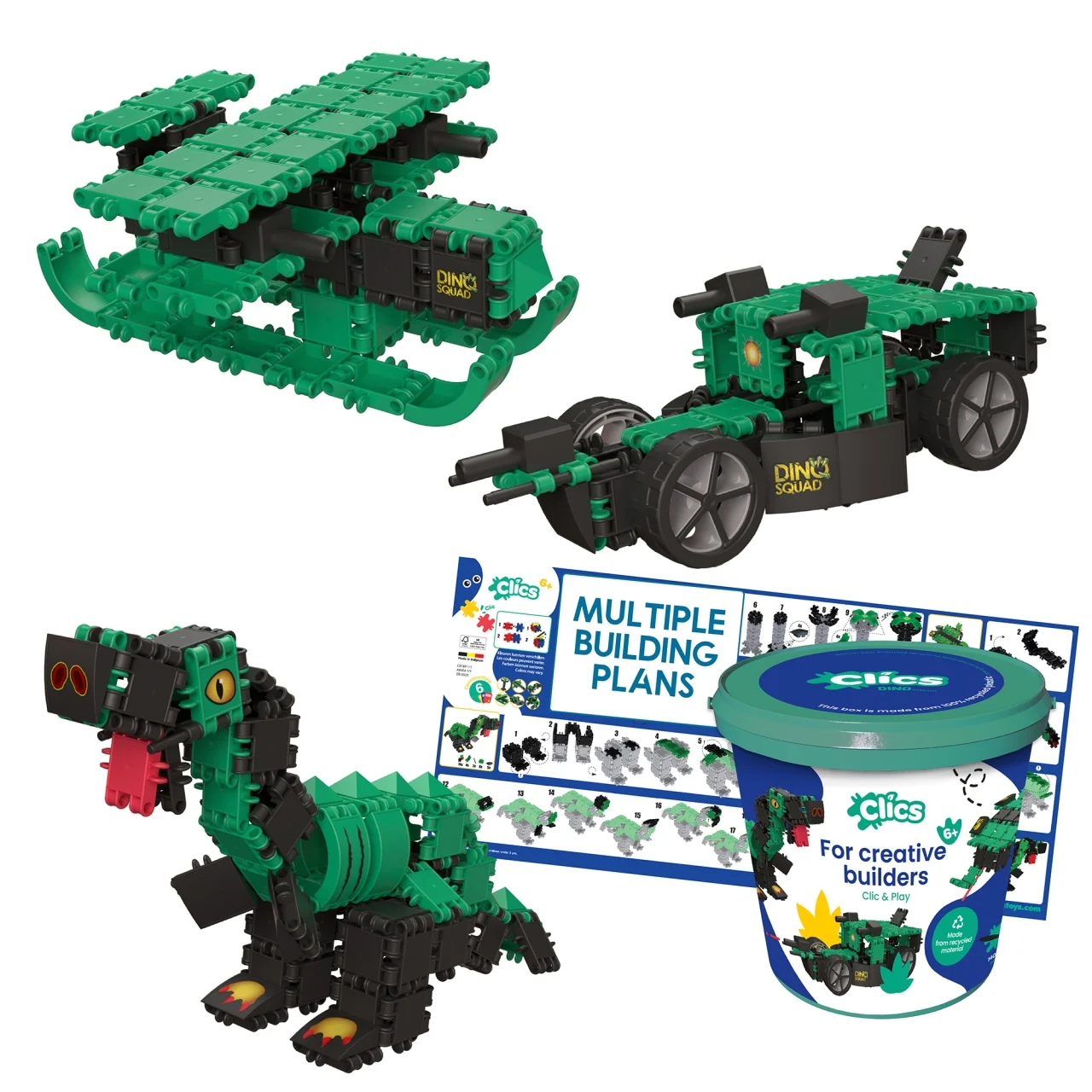 Joc de construit Clics Lumea dinozaurilor 6 in 1, Clicstoys [2]