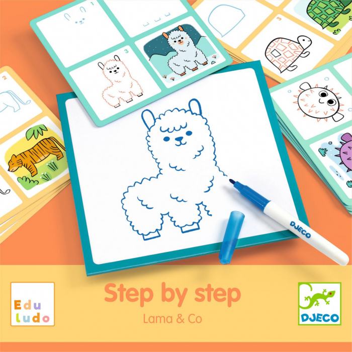 Joc educativ Deseneaza pas cu pas Lama & co, Djeco [3]