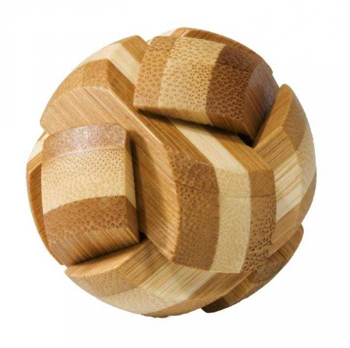 Joc logic IQ din lemn bambus Ball, cutie metal [1]