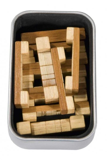 Joc logic IQ din lemn bambus in cutie metalica Doubleblock [3]