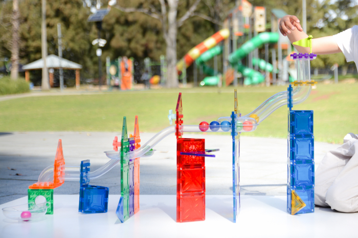 Magbrix Marble Run,Set magnetic Magblox - 98 piese, Circuit cu Bile [4]