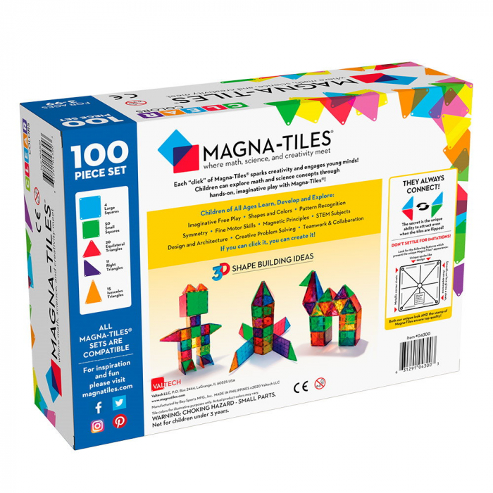 Magna-Tiles Clear Colors set magnetic (100 piese) [5]