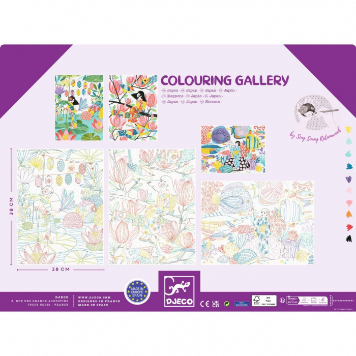 Mapa cu 3 postere de colorat motive japoneze, Djeco [4]