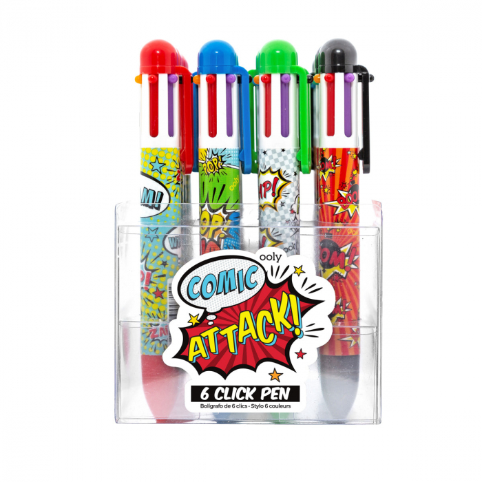 Pix multicolor cu 6 culori si mecanism retractabil Comic Attack [2]