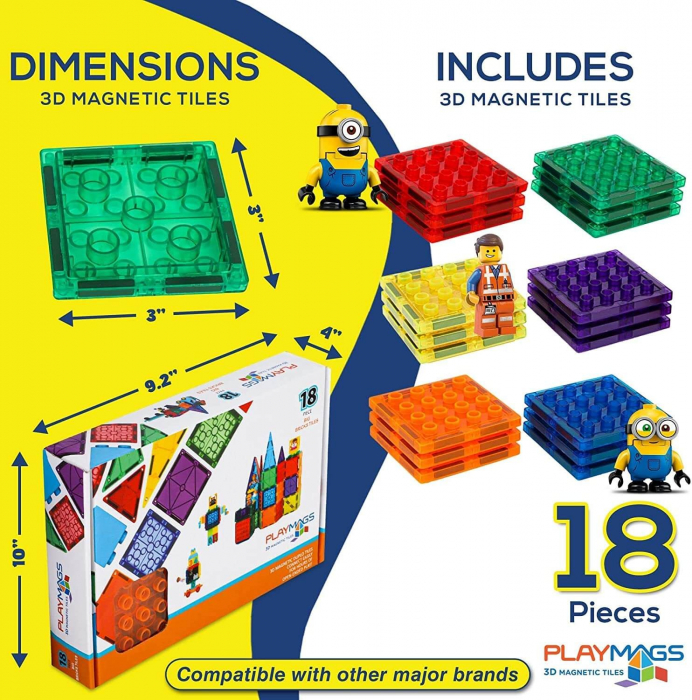 Playmags set placi magnetice compatibile Lego - caramizi mari [2]