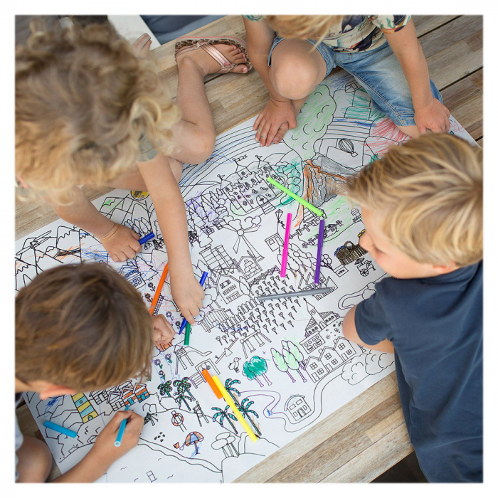 Poster de colorat lavabil XXL cu carioici, BS Toys [2]