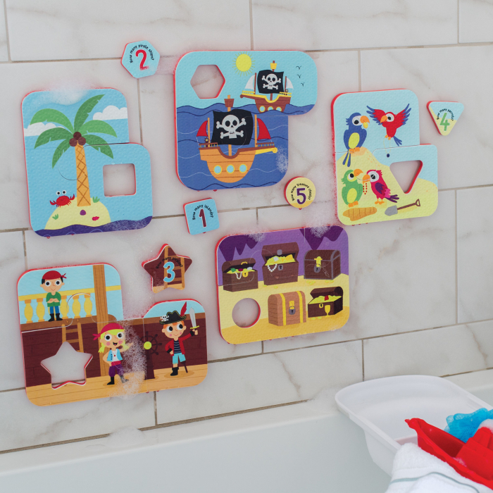 Puzzle de baie pentru bebeluși, cu piese mari de spumă, cu pirați [4]