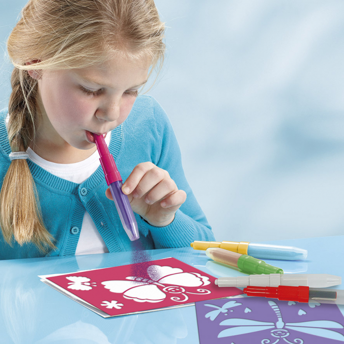 Set creativ de desenat cu sabloane si carioci spray si schimbare a culorii - Magic Spray pens [2]