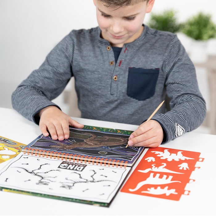 Set creativ de razuit si colorat cu dinozauri [4]