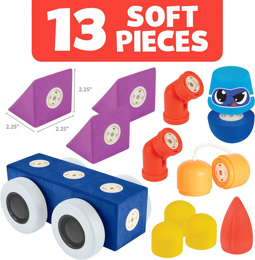 Set cuburi din spuma cu magnet Blockaroo, Automobil 13 piese [4]