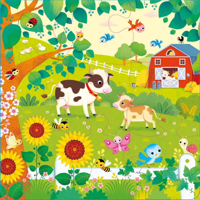 Set de 3 puzzle-uri + carte, 9 piese, Book and 3 Jigsaws: On the Farm [4]