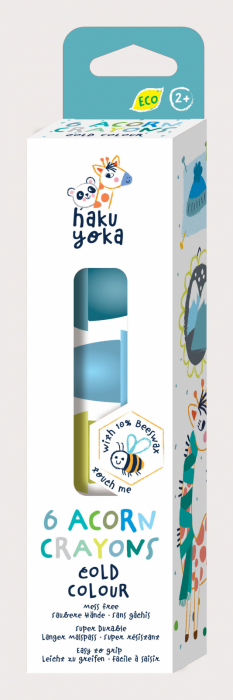 Set de 6 creioane cerate in forma de ghinda, Haku Yoka - culori reci [1]