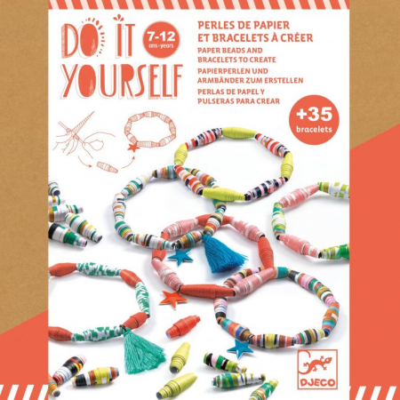 Rechizite Scoala Gradinita - Atelier DIY de confectionat bratari cu margele din hartie, culori Pop