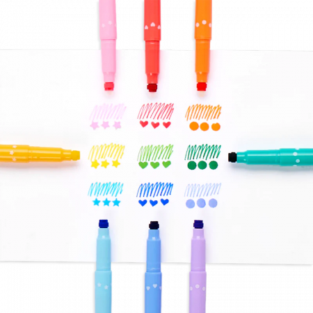 Carioci duble cu stampile Confetti Stamp - set de 9 [2]