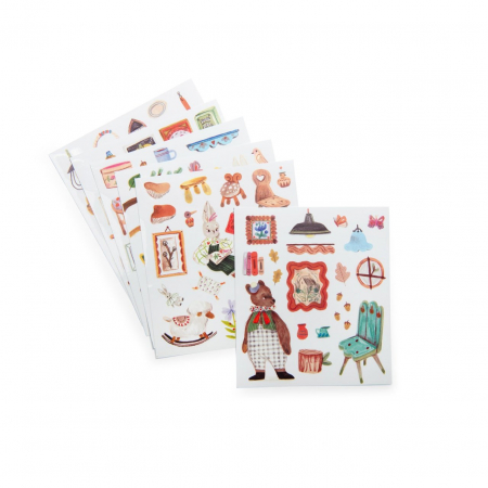 Carte de colorat cu abțibilduri Les Minouchkas, Moulin Roty [1]