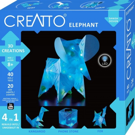 Creatto – Elefant, Figurina 3D de construit, cu leduri, Kosmos [0]