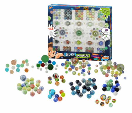 Jocuri Creative - Cutie cu 163 bile din sticla colorate