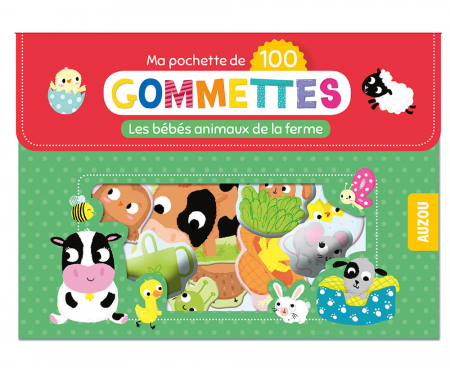 Auzou - Gentuta mea cu 100 de abtibilduri repozitionabile - Bebe animale de la ferma