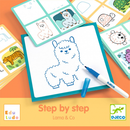 Joc educativ Deseneaza pas cu pas Lama & co, Djeco [2]