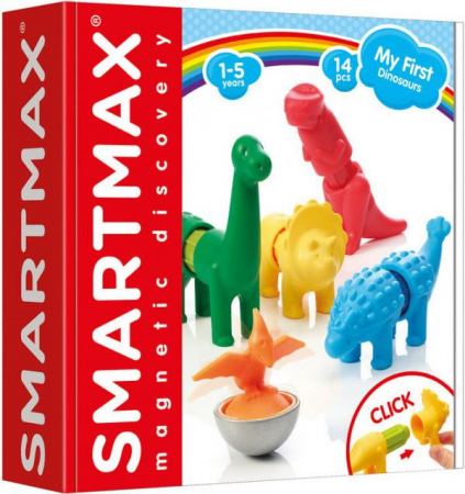 Jocuri Magnetice - Joc Educativ Magnetic Smartmax My First Dinosaurus - Primul meu set cu Dinozauri cu 10 piese magnetice