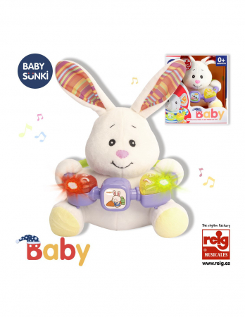 Jucarii Educative - Jucarie interactiva bebe cu activitati si lumini 20 cm - Iepuras