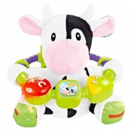 Jucarii Muzicale - Jucarie interactiva bebe cu activitati si lumini 20 cm - Vacuta