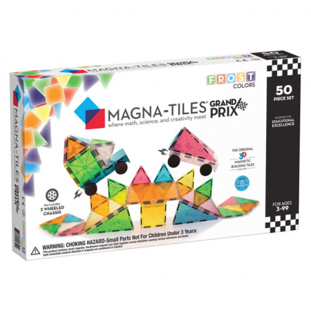 Promotii - Magna-Tiles Grand Prix, set magnetic 50 de piese cu masinute